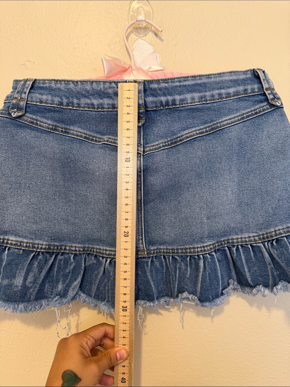Dakota Blue Distressed Denim Ruffle Mini Skirt - Blue - Picture 4 of 4